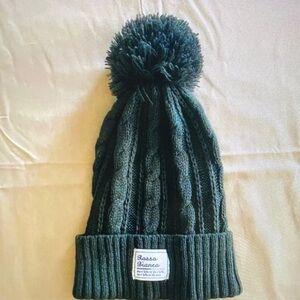 Ras Forest Green Cable Knit Kids Hat